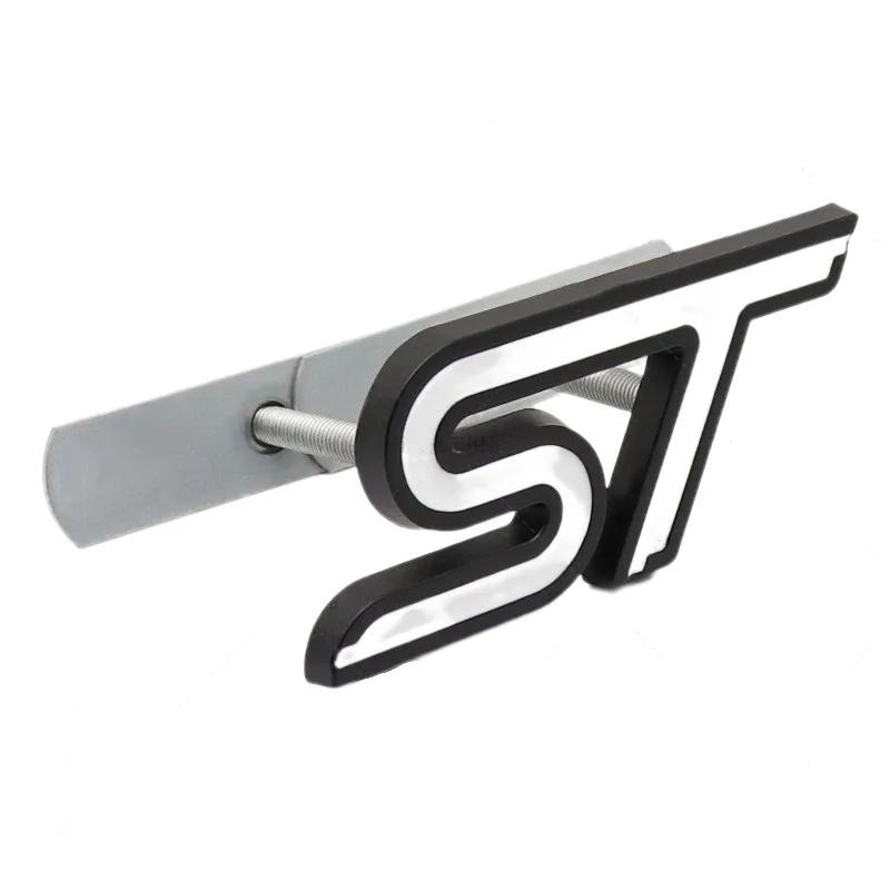 AJF1 3D Metal ST Front Grille Emblem Badge Car Rear Trunk Auto Sticker For Ford Focus Mondeo Fiesta Edge Escort MK2 MK3 MK4 MK5 MK7