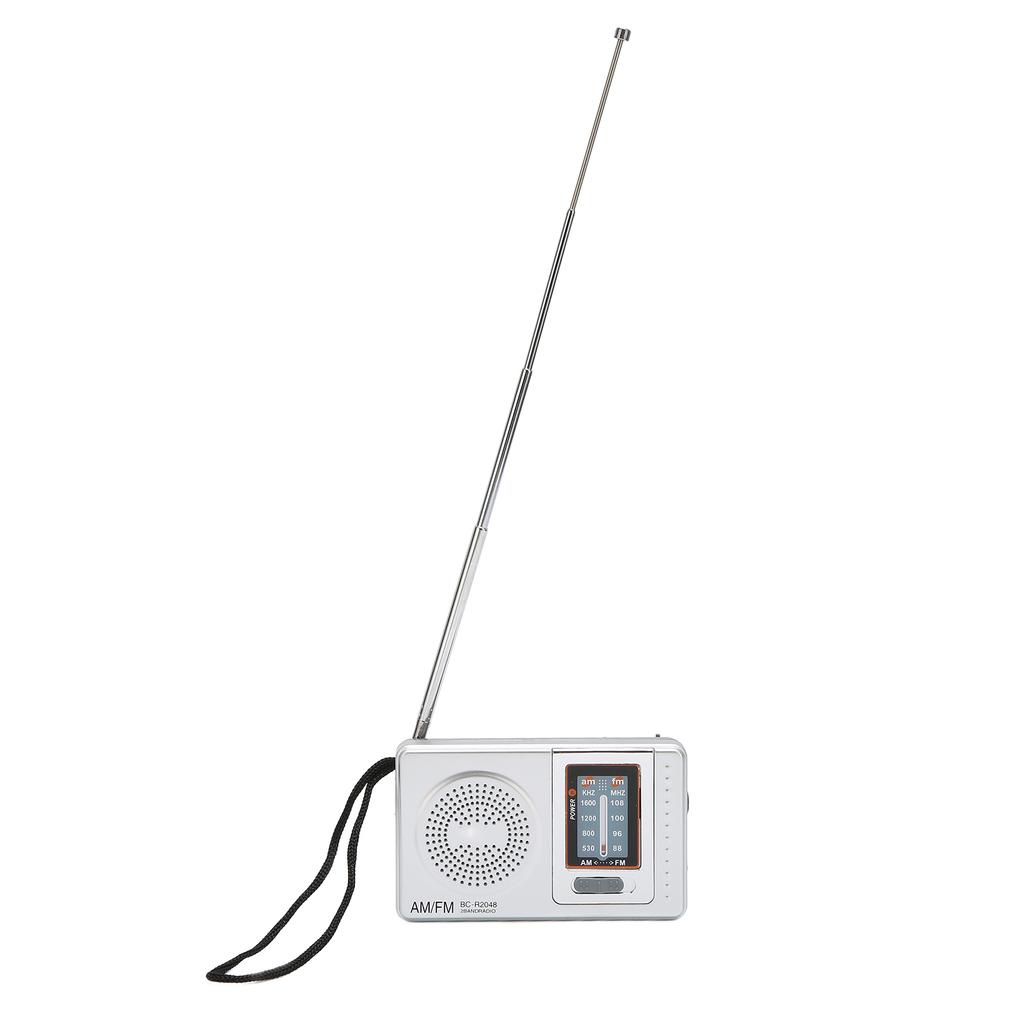 AM FM радио серебристо-серого цвета, карманный размер, AM FM, компактный, простой дизайн, питание от батареек типа АА, карманное радио для
