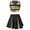 Kids Girls Cheerleading Costume Cheerleader Uniform Sleeveless V Neckline Letter Print Crop Top with Elastic Waistband Skirt