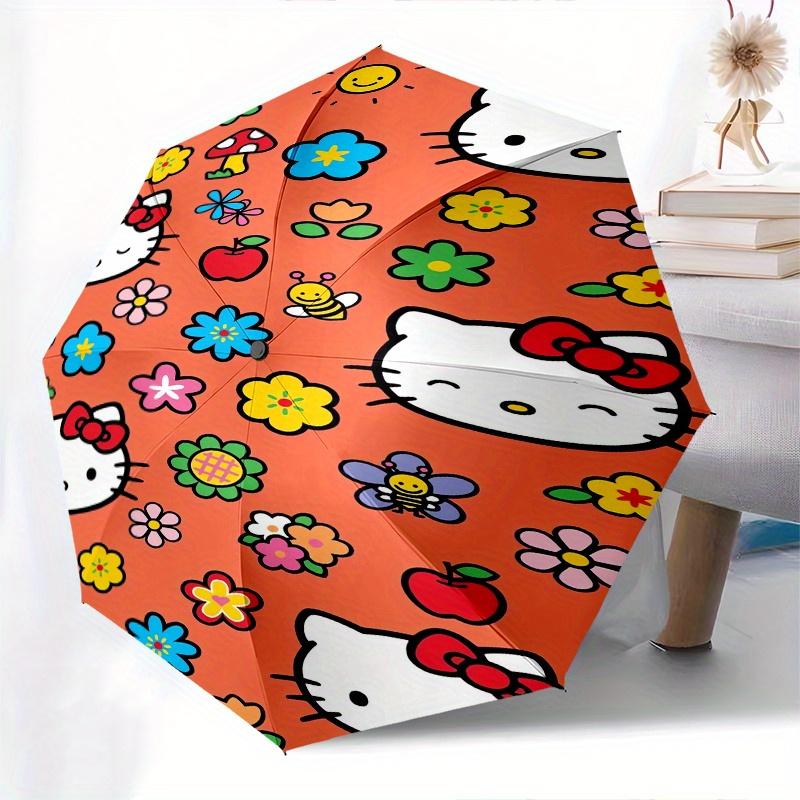 Hello Kitty,Flowers Automatic Umbrella-Foldable, Durable 8-Bone Design, Compact and Stylish, Great for Camping, Halloween, Christmas, Mother