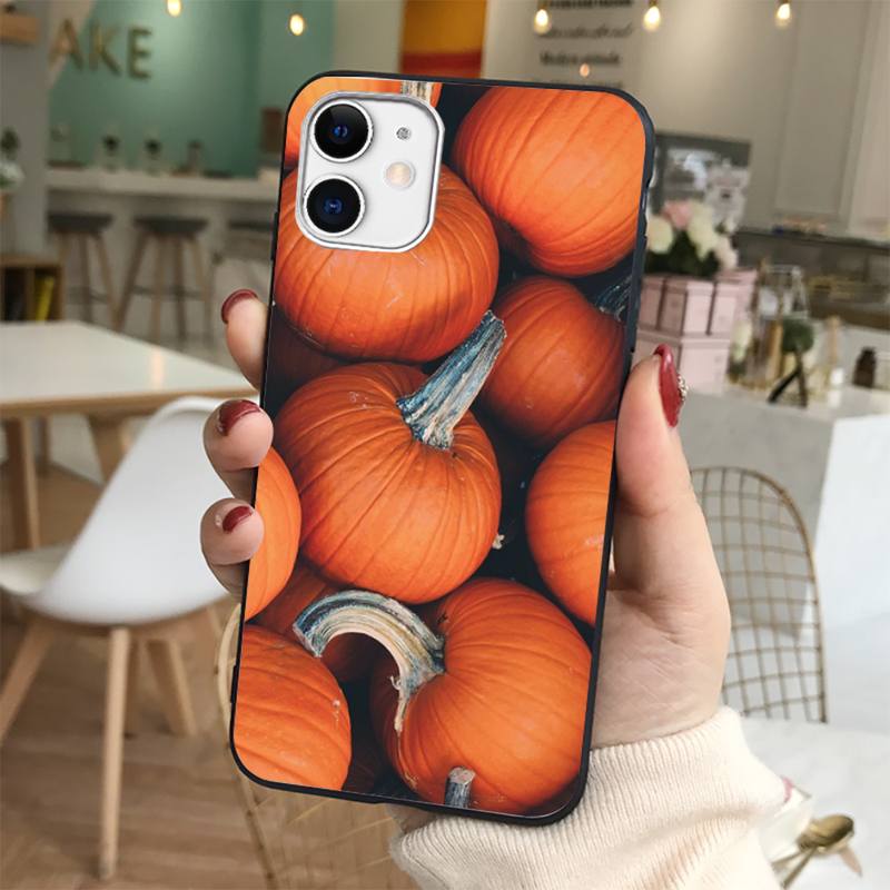 Pumpkin happy autumn fall leaves Phone Case for iphone 13 8 7 6 6S Plus X 5S SE 2020 XR 11 12 mini pro XS MAX