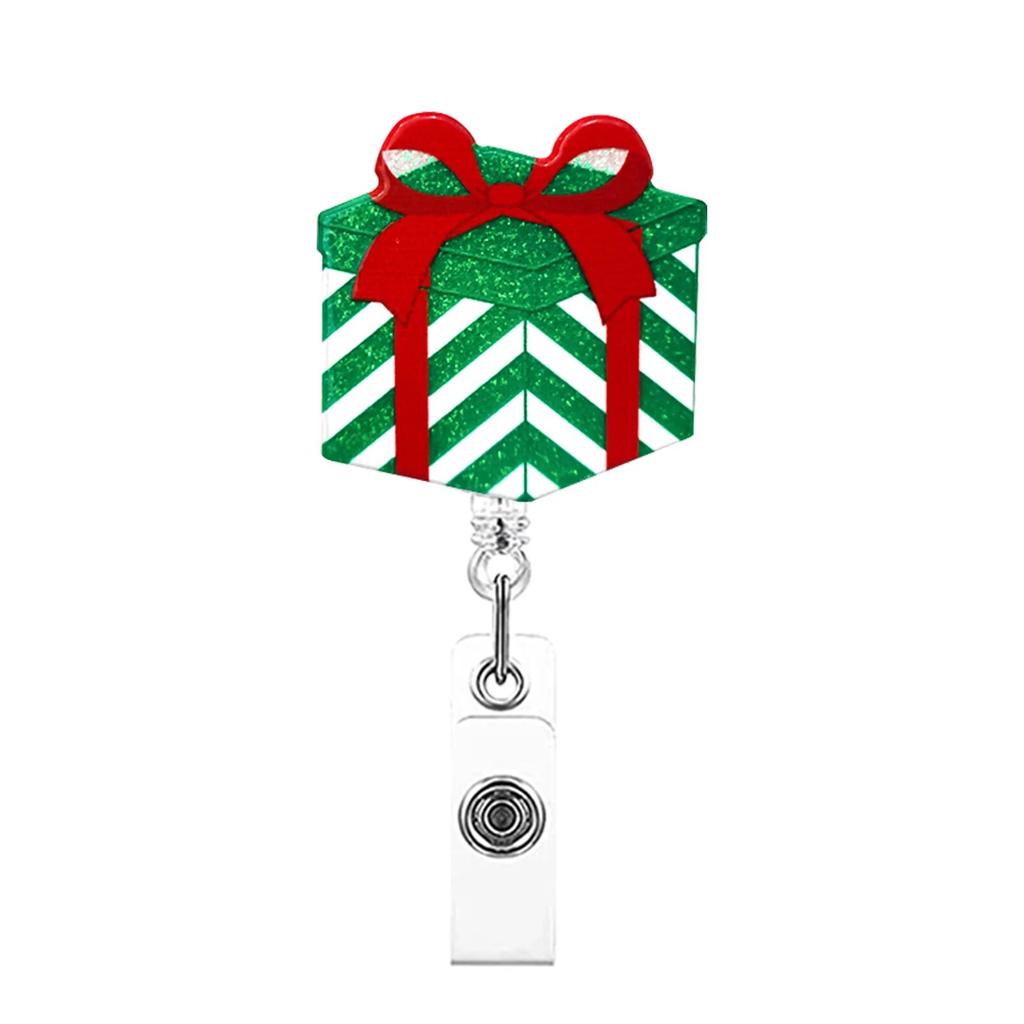 Christmas Badge Reel Retractable Nurse Doctor Santa Claus Trees Snowman Badge Reels ID Tag Clips for Name Pass Card Holder