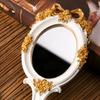 Vintage Handheld Mirror Vanity Makeup Compact Travel Beautiful Portable Oval Embossed Rose Handheld Mirrors Gift for Mom Girl