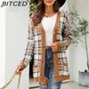 Autumn/Winter Women's Diamond-Patterned Oversized Knitted Cardigan Jacquard Mid-Length Sweater Coat