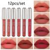 12pcs/Set Matte Lip Glaze Lip Gloss Set Nude Color Lipstick Lasting Non-stick Cup Lipstick Ladies Cosmetics Lip Makeup
