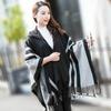 Women's Hooded Cape Shawl: Warm Autumn/Winter Tassel Slit, Two-way Imitation Cashmere Scarf