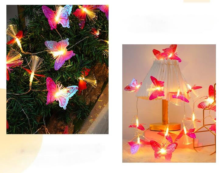 3м/6м Светодиодная гирлянда-бабочка из оптоволокна Мигающая гирлянда Звездная уличная Хэллоуин Рождественская атмосферная декоративная подсветка