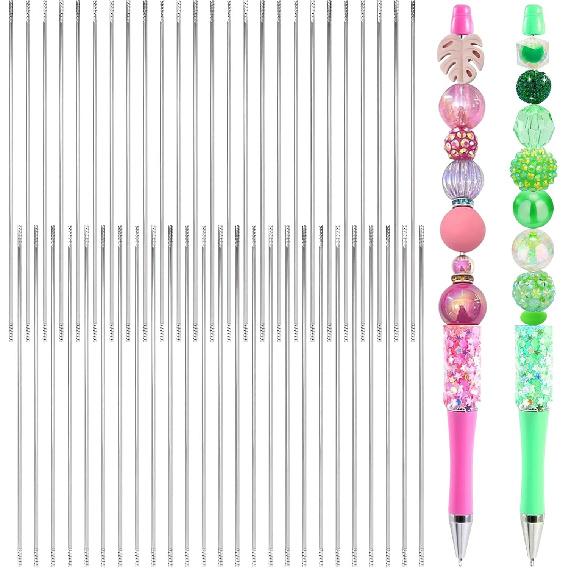50Pcs 4.61in Stainless Steel Pen Bead Extender, Beaded Pen Supplies Rust-Resistance Stainless Steel Beads & Accessories Supplies Allowing Freedom to