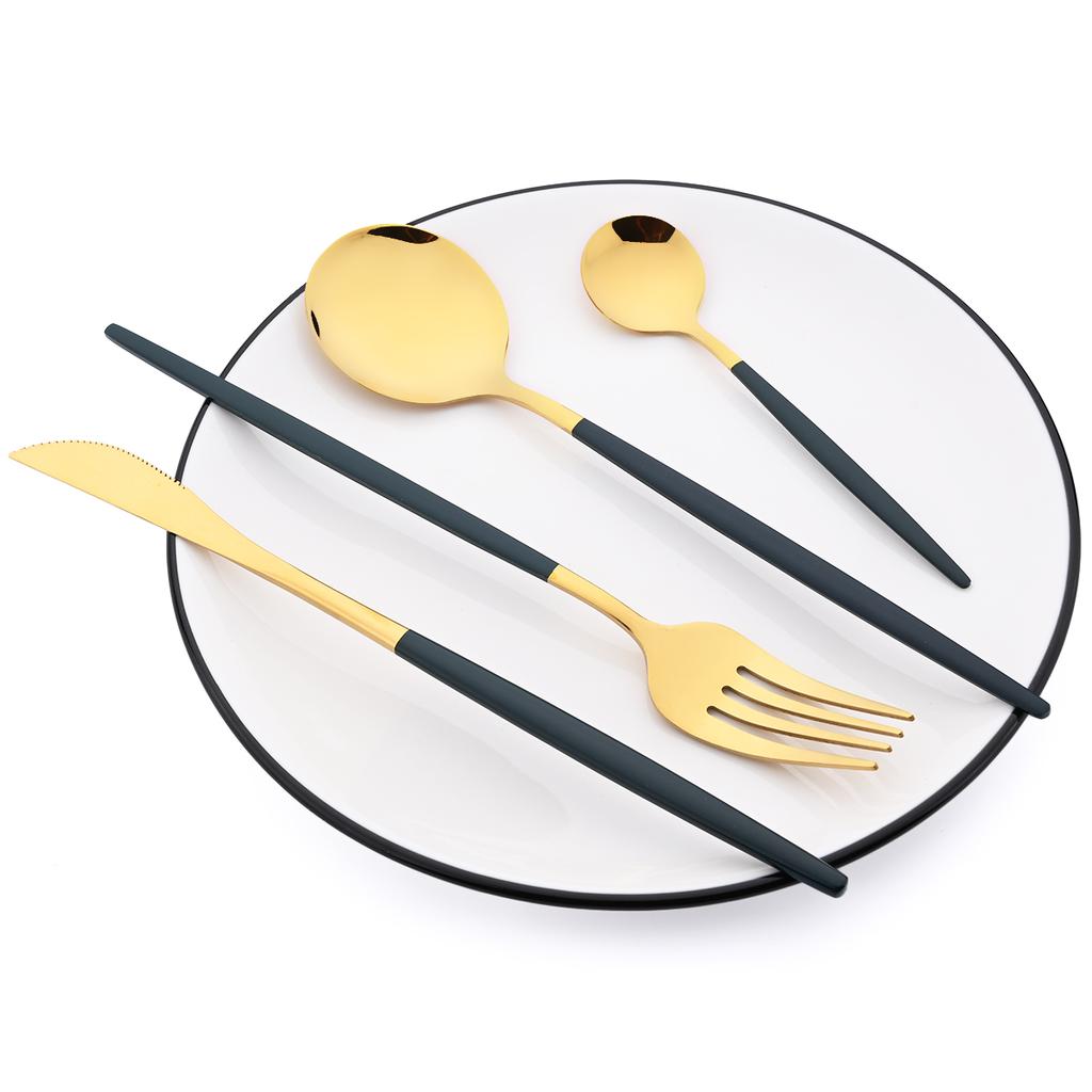 20Pcs Black Dinnerware Tableware Set High Quality Knife Cake Fork Coffee Spoon Flatware Stainless Steel Cutlery Western Kiechen Silverware