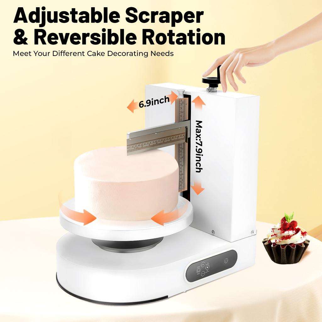 Automatic Cake Icing Machine, 200W Cream Spreader 320RPM, with LCD Touch Screen for 4-12 Inch Cakes, for Bakery Shop Home Use