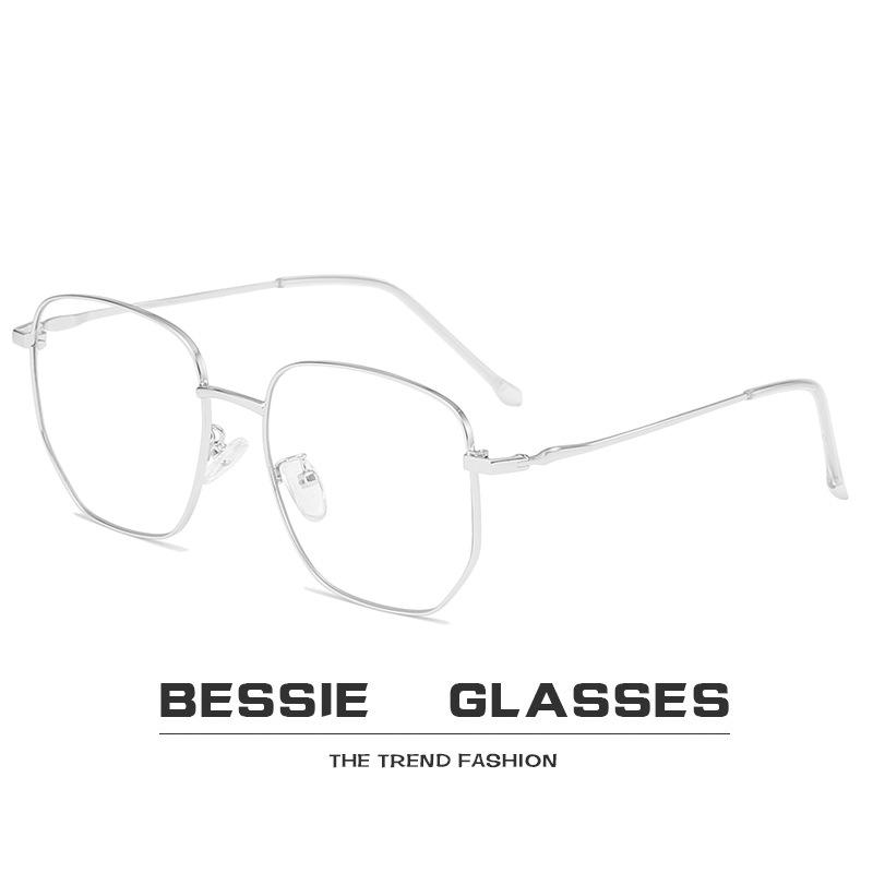 Square glasses men's irregular metal glasses frame retro large frame flat glasses women's plain face personalized glasses frame