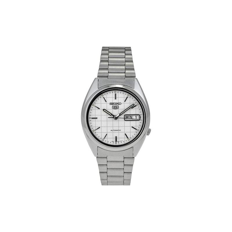 Seiko 5 серия Автоматическая стальной ремешок тот же стиль для мужчин и женщин белый циферблат SNXF05K1