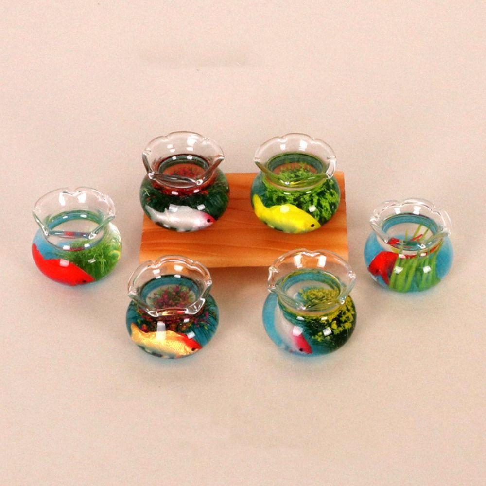 3*2cm 1/12 Fish Tank Plastic Fish Tank Bowl Dollhouse Decals 1/6 1/12 Dollhouse Decoration