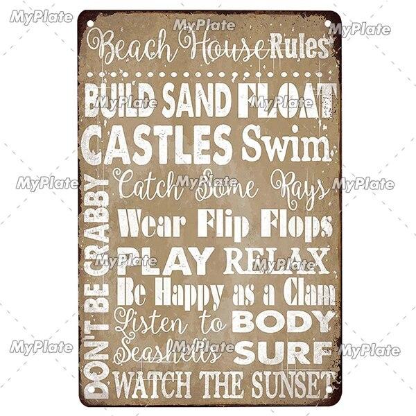 [MyPlate] Beach Metal Sign Vintage Plaque Tin Sign Plate Wall Decor For Bar Club Man Cave Art Painting Poster Gift