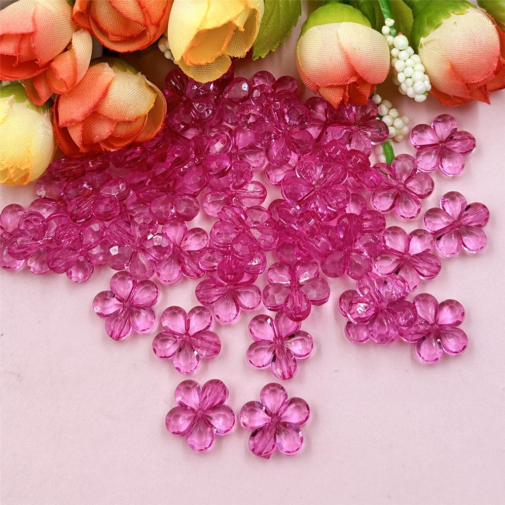 Creative Craft DIY Spacer Loose Beads with Hole Handmade Material 100pcs 14mm Jewelry Accessories Flower Shape Multicolor Acrylic