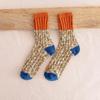Men's Retro-Style Color-Blocked Mid-Tube Socks - Thickened, Breathable for Autumn and Winter