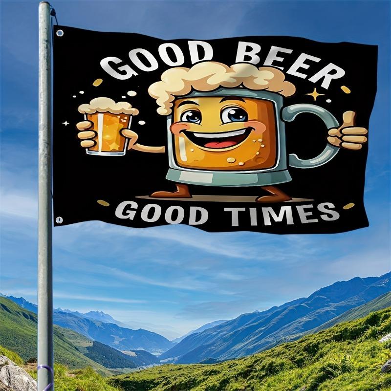 1pc Good Beer Good Time Outdoor Decorative Flag with Grommets, Lawn Decor, Beer Theme, Themed Banner, Decorative Banner, Outdoor Enthusiasts, Party Pl