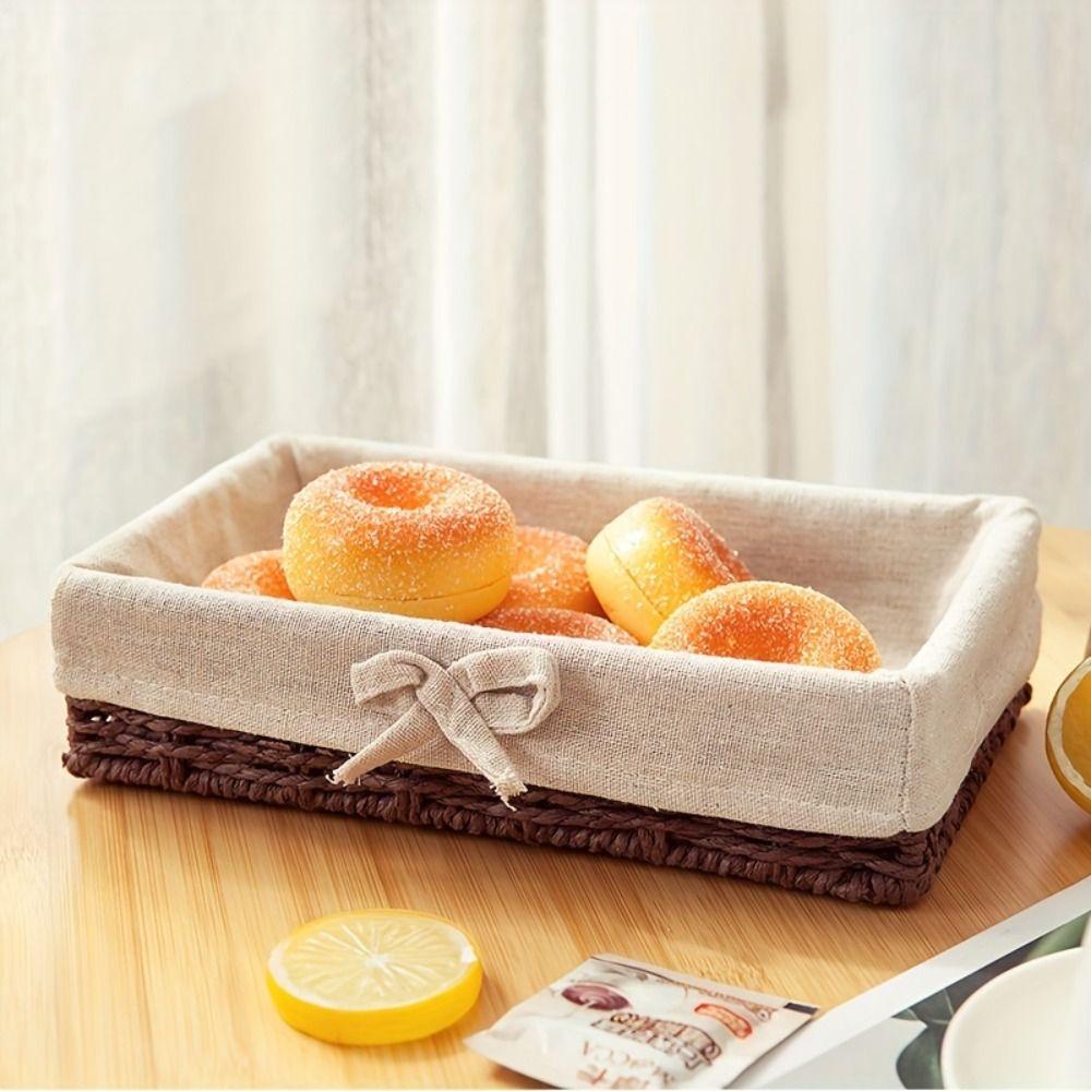 Французский стиль Ручная работа Плетеная корзина для хранения из ротанга Прямоугольная плетеная подставка для хранения Хлеб