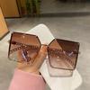 Gradient Sunglasses Metal Oversized Square Sunglasses Luxury Trend  Frame Rivet Glass Alloy Chain Arms Eyeglasses Oculos