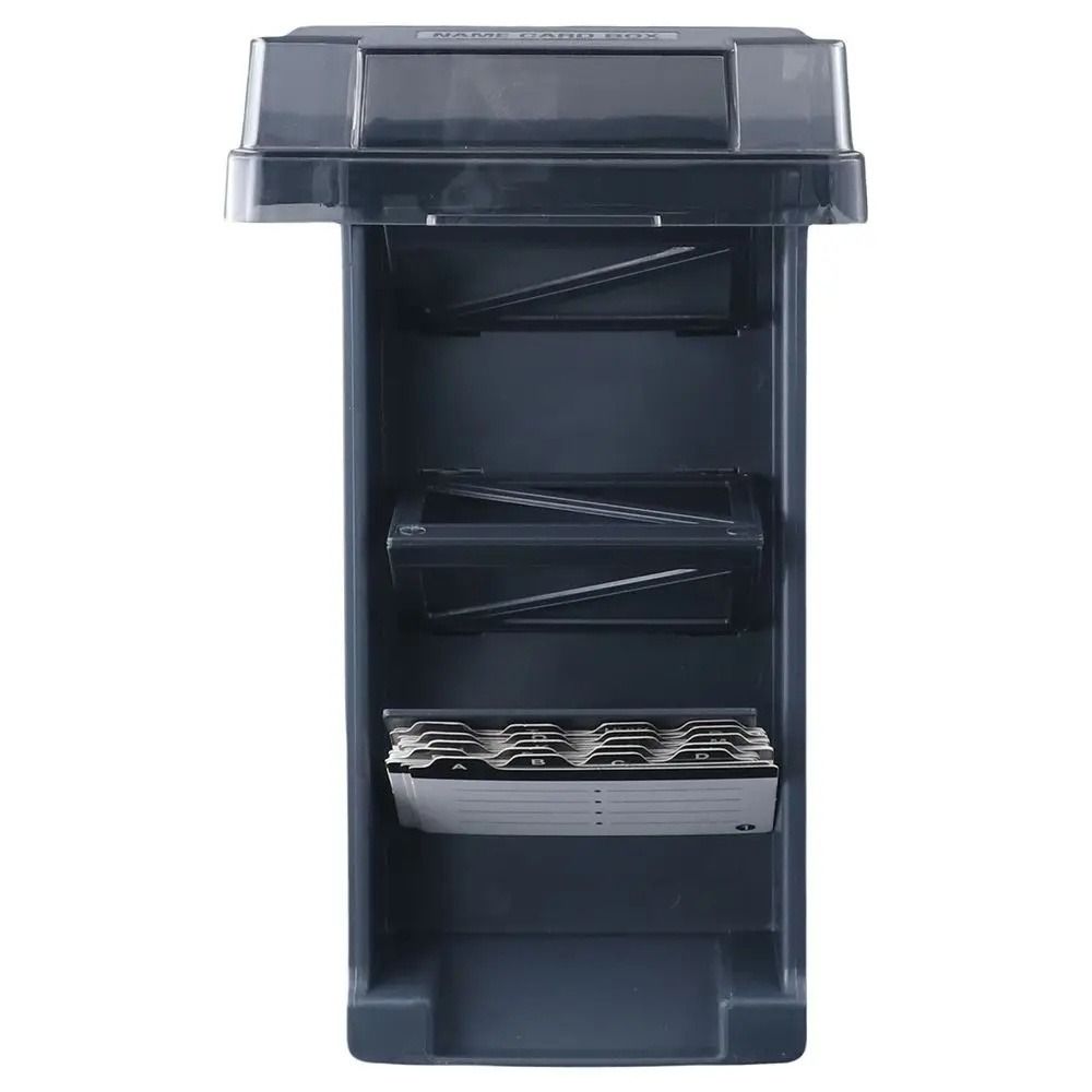 4 Dividers Name Card Organizer Large Capacity Index Card Holder Business Card Box Home Office