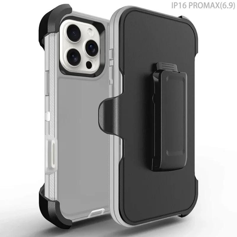 3-в-1 Защитный военный бронированный чехол для iPhone 17 Pro Max Air 16E 15 14 Plus 13 12 11 Ott Box Противоударный чехол с защитой от падений Клипса для ремня