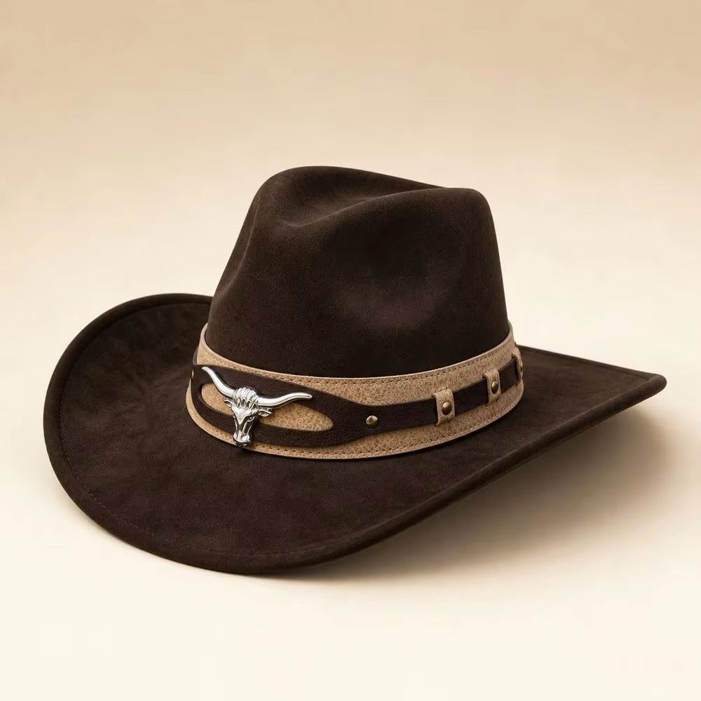 Dress Up Western Cowboy Hat Bull Skull Topper Hat Fashion Jazz Top Hat Travel