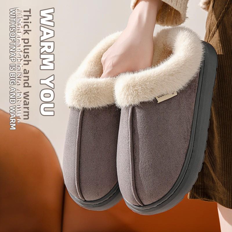 Хлопковые тапочки для женщин, Зимние домашние, На толстой подошве, Противоскользящие, Сумка для верхней одежды с теплыми и плюшевыми хлопковыми тапочками для мужчин