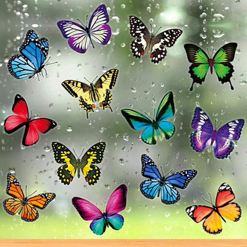 New 20PCS Butterfly Window Stickers Anti-Collision Window Clings Decals Reusable Glass Window Film Wall Stickers