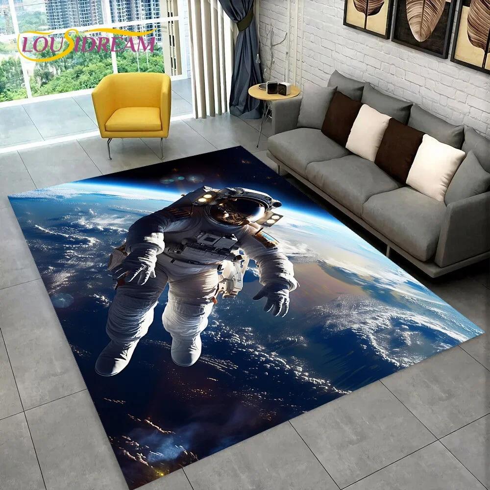 Astronaut Dream Universe Spaceman Outer Space Cartoon Carpet Rug for Bedroom Living Room Sofa Decoration, Large Decor Floor Mat