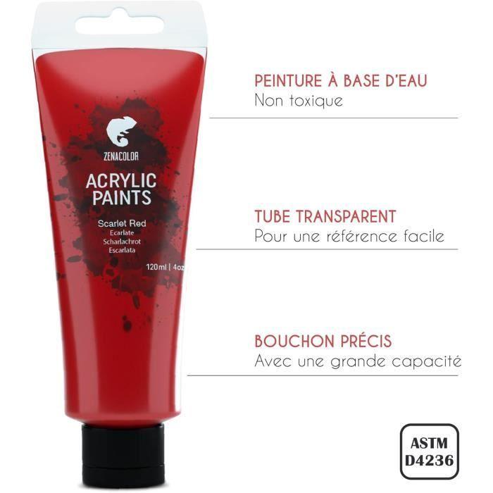 Peinture Acrylique - Zenacolor - Kit De 24 Tubes 120ml - Non Toxique - Résistante À La Lumière - Mixte