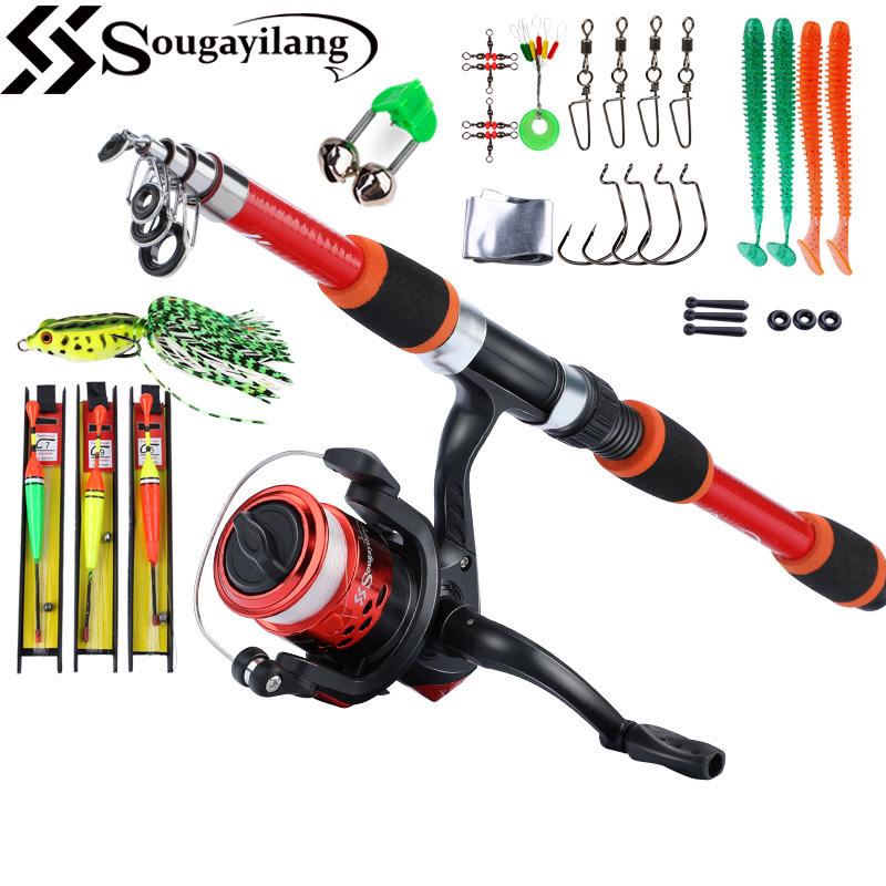 Полный набор аксессуаров для катушки для удочки, 154 см, дорожная телескопическая удочка с набором спиннинговых катушек