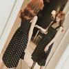 Fashion  Women Loose None Sleeve  Polka Dot Shoulder Plus Size Casual Dress