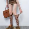 Brown Korean-style INS Lazy Bowknot Argyle Hollow Calf Socks for Women Summer