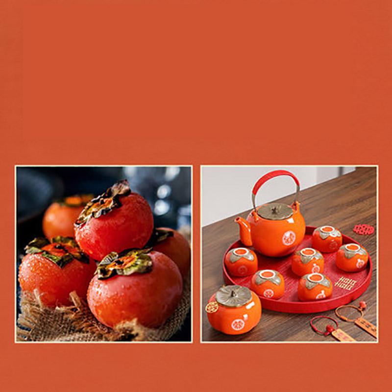Бытовой чайный сервиз «Двойное счастье», фарфоровый чайник, чайница «Хурма», красная свадьба, контейнер для хранения чая