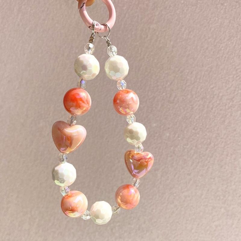 Handmade Beaded Phone Chain Elegant Crystal Wristlet, Fashionable Wrist Lanyard Accessories Suitable for Smartphone Bags