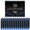 Чернила для перьевой ручки Wordsworth Black, набор из 30 синих чернильных картриджей, международный стандартный размер, приблизительная длина, приблизительный диаметр основания