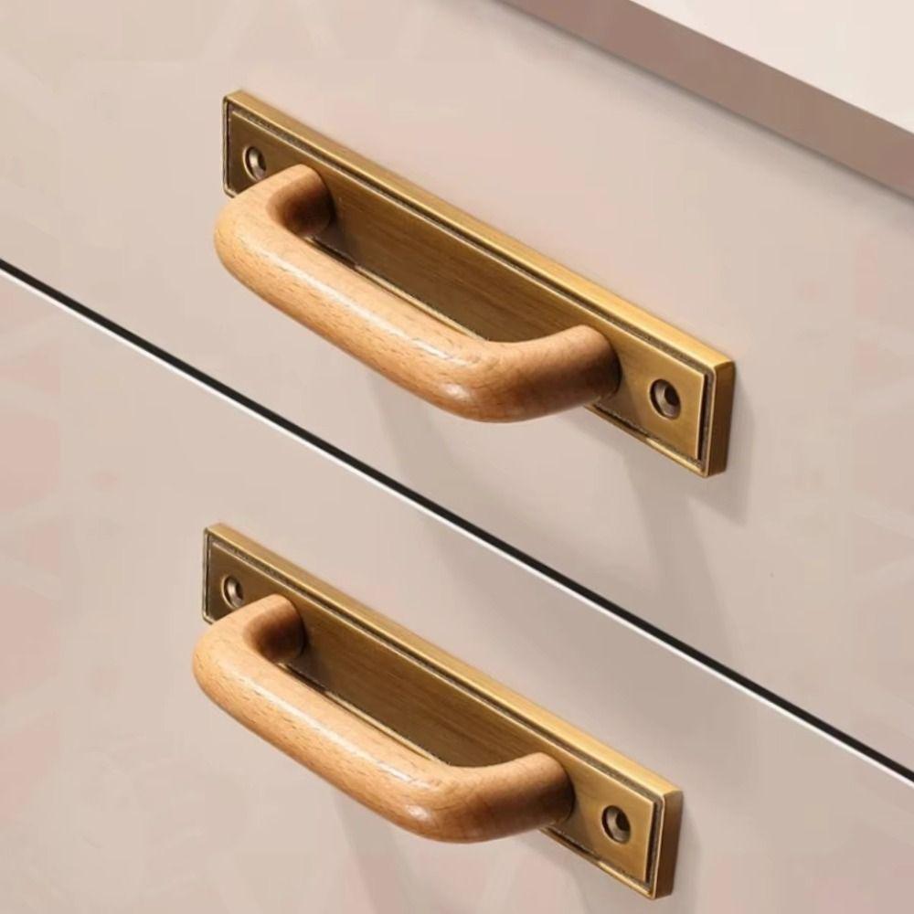 Bronze Colour Solid Wood Cabinet Handle Decorative Cabinet Pull Retro Pull Handle Wardrobe