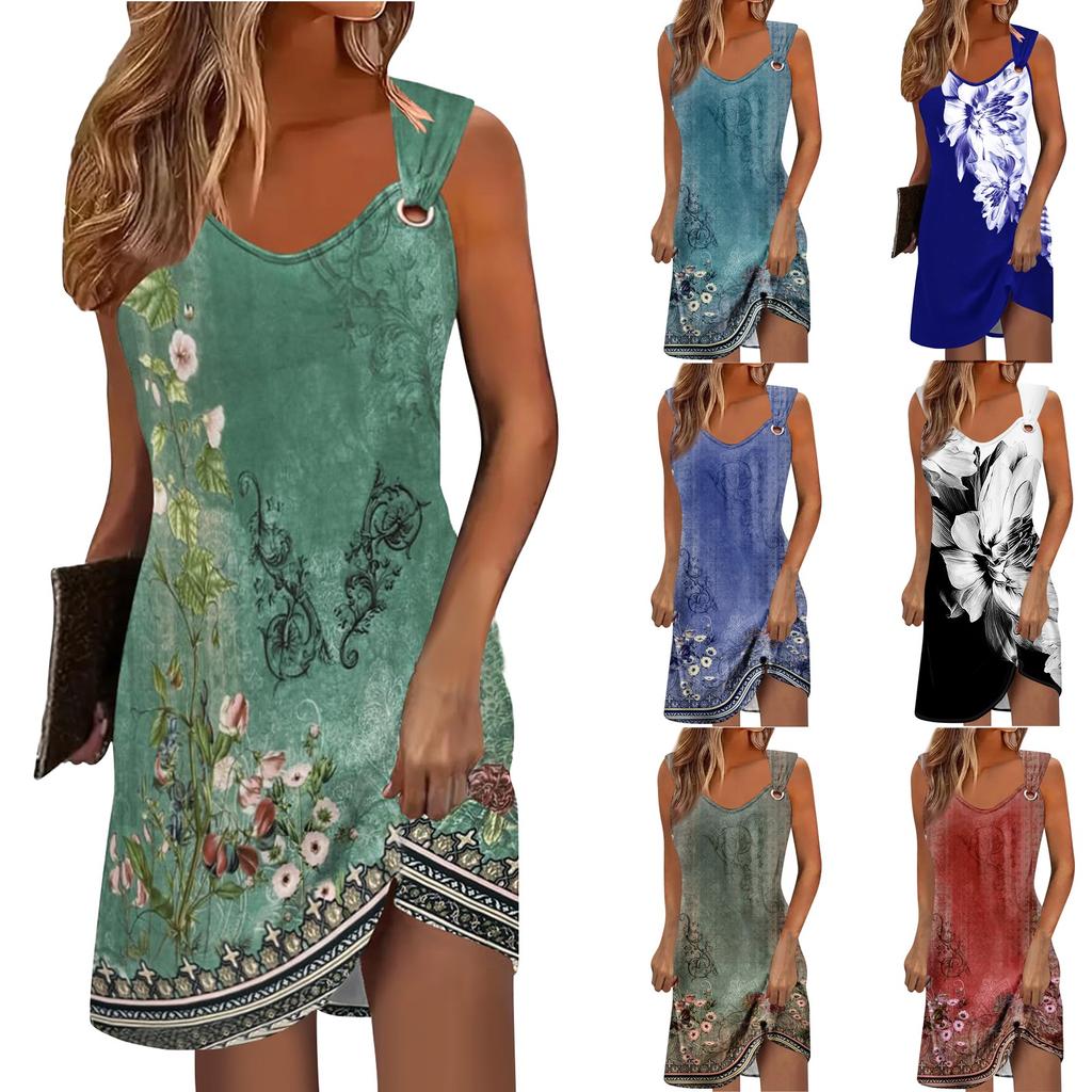 Women's  Sleeveless Casual  Sundress Cover Ups Swing Casual Loose Tank Tshirt Dress