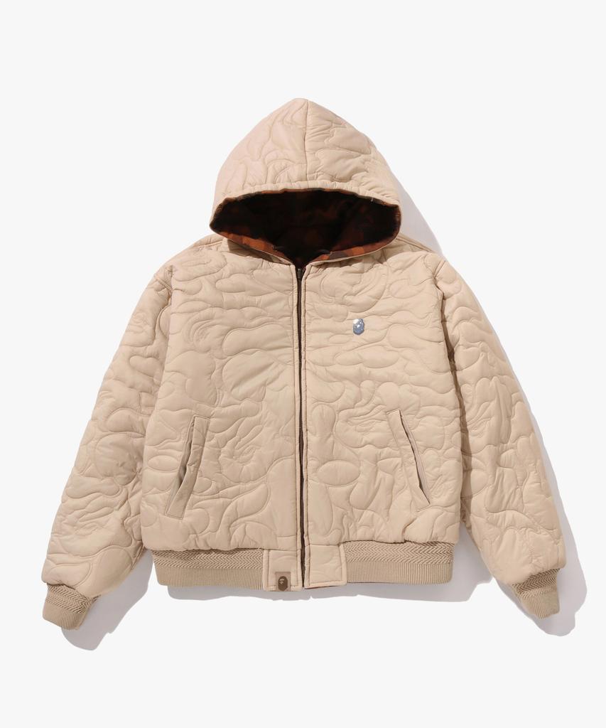 Bape Solid First Camo Reversible Shark Zip Heavy Jacket (M) Beige