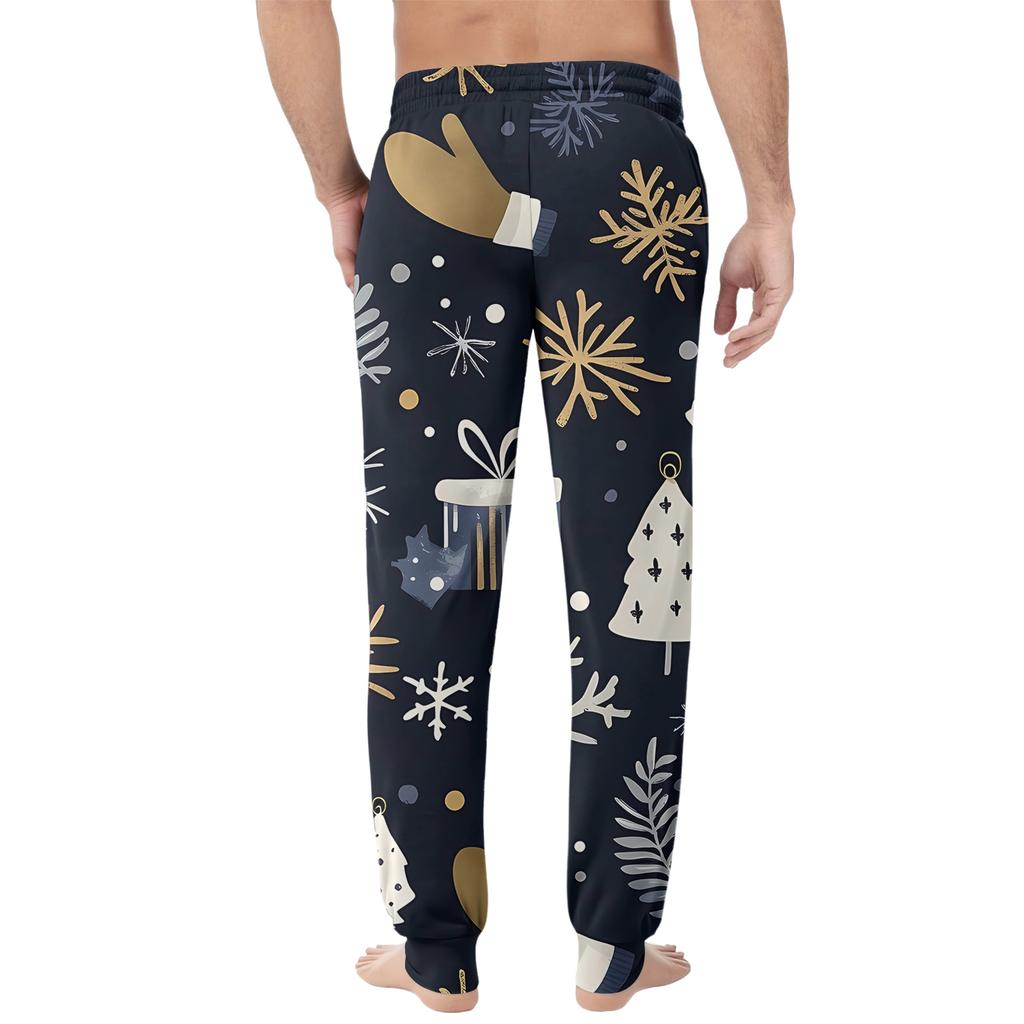 Мужские повседневные брюки с карманами на кулиске и манжетами, домашние брюки для сна