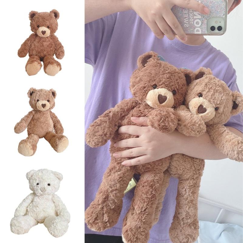Очаровательная плюшевая игрушка-мишка в форме сердца для успокаивающего комфорта, 16,5 дюймов в высоту, с длинным пушистым коричневым мехом