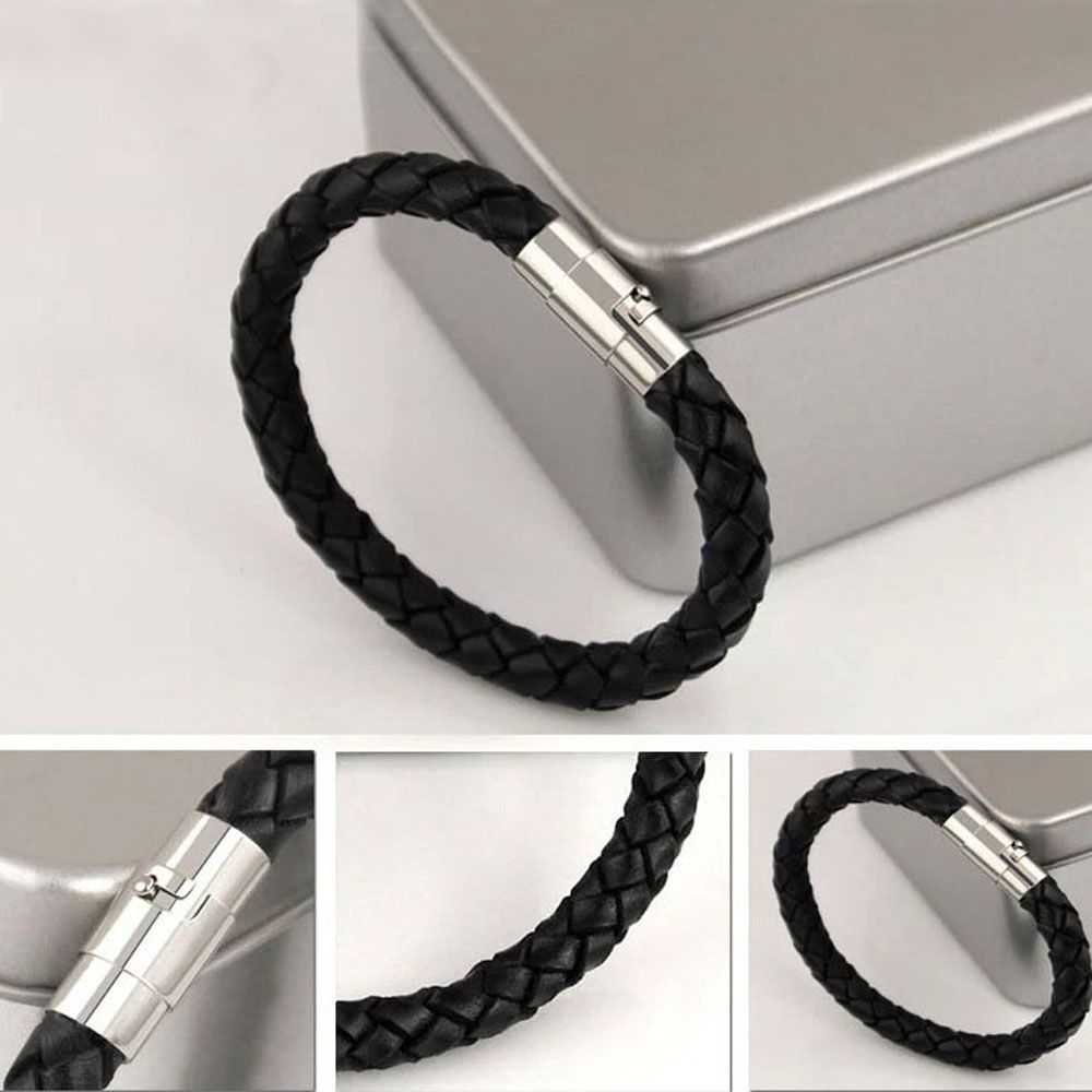 Simple Braided Women Men 1 Piece PU Leather Bracelet Magnetic Clasp Jewelry Fashion Accessories