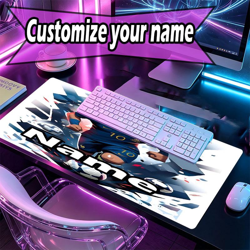 Custom Name Personalized Kylian Mbappe Pattern Mousepad, Laptop PC Desk Mat, Decorative Desk Mat for Home Keyboard Pad Gift