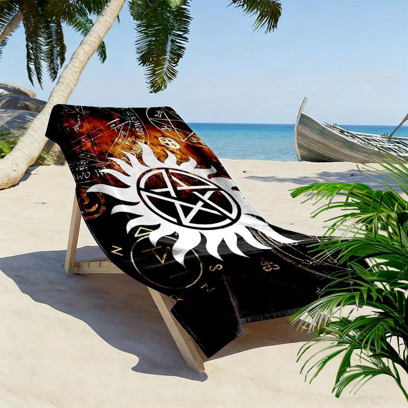 Pentagram Supernatural Print Beach Towel, Large Soft Quick Dry Towel for Beach Camping Swimming