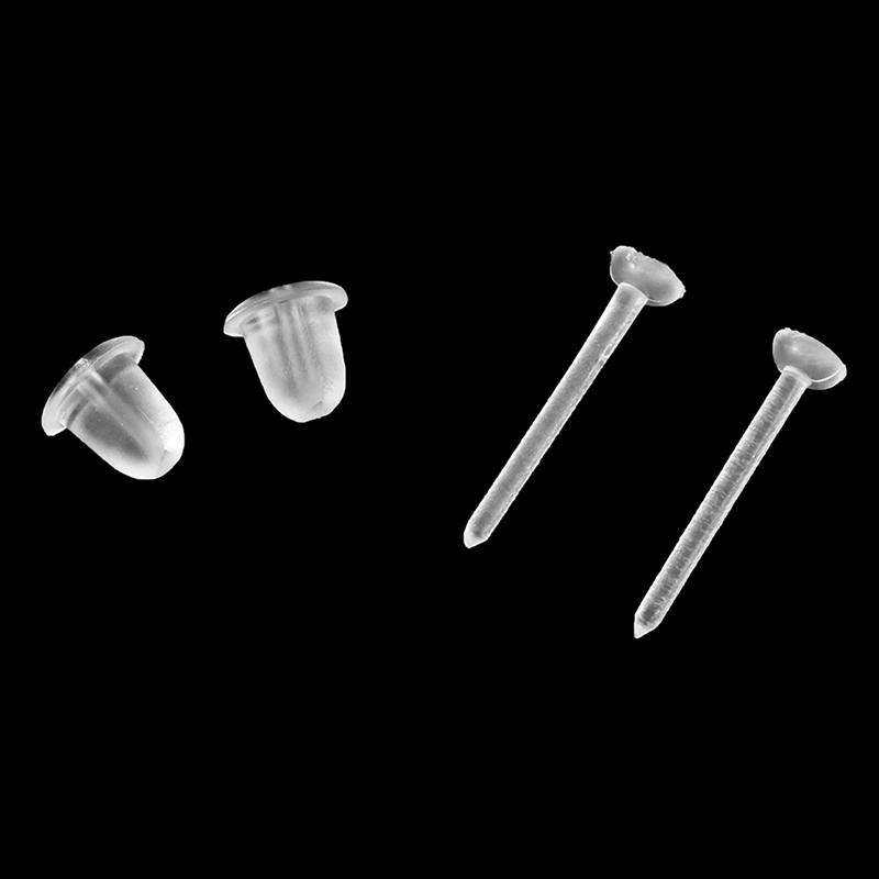 Diy Ear Jewelry Transparent Ear Plug Earring Needle Invisible Plastic Ear Stick Flat Blank Ear Stud Plug