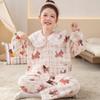Kids Flannel Pajamas Set Boys Girls Warm Long Sleeve Top And Pants Sleepwear Winter Home Nightwear