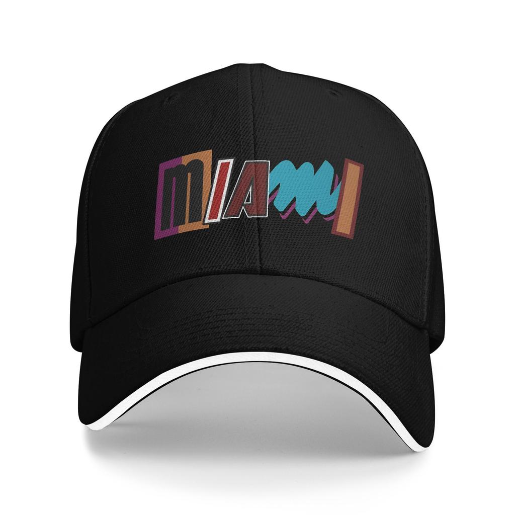 Miami S Sandwich Cap Unisex FittedBaseball Caps Hats Breathable Polyester Sun Hats Summer Cap