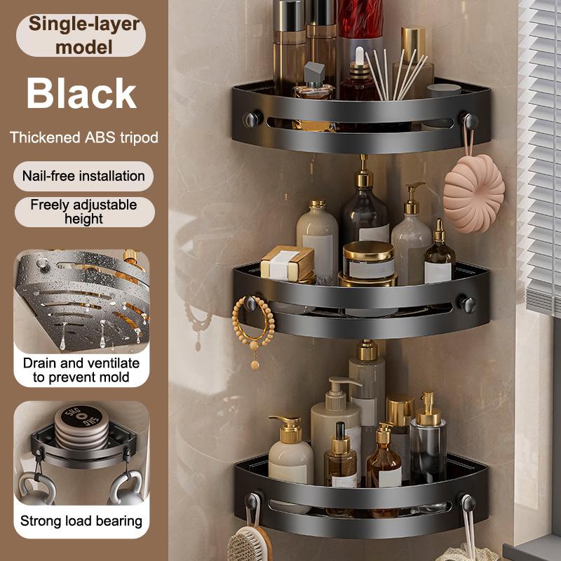Трехъярусная настенная полка для ванной комнаты, не требующая сверления, угловая полка для душа, пластиковая полка для шампуня, полка для хранения принадлежностей для душа, аксессуары для ванной комнаты