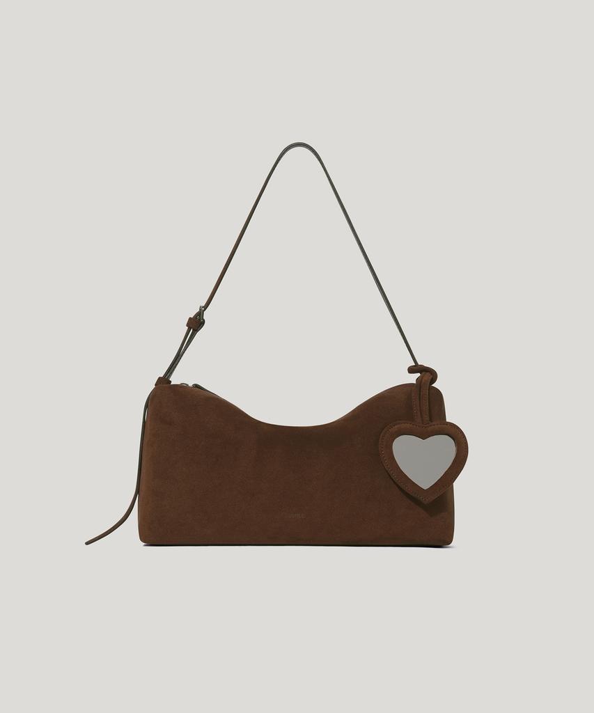 Подвеска-зеркальце Ovhee Heart Suede_Шоколад