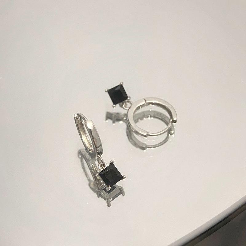 Черные квадратные серьги-вкладыши для дрели, темперамент, крутой стиль, простые серьги в корейском стиле, темперамент для поездок на работу
